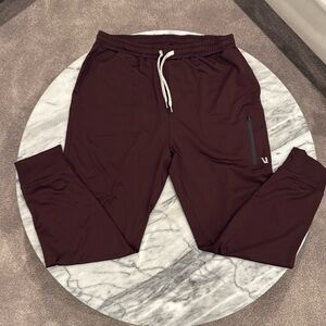 Vuori Maroon Joggers with White Drawstring